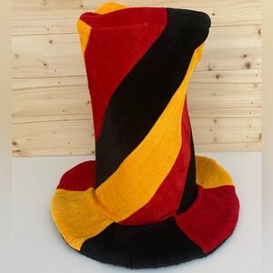 STOVEPIPE Fabric Velvet Covered Novelty Style Bold Gold, Red, Black Costume Hat
